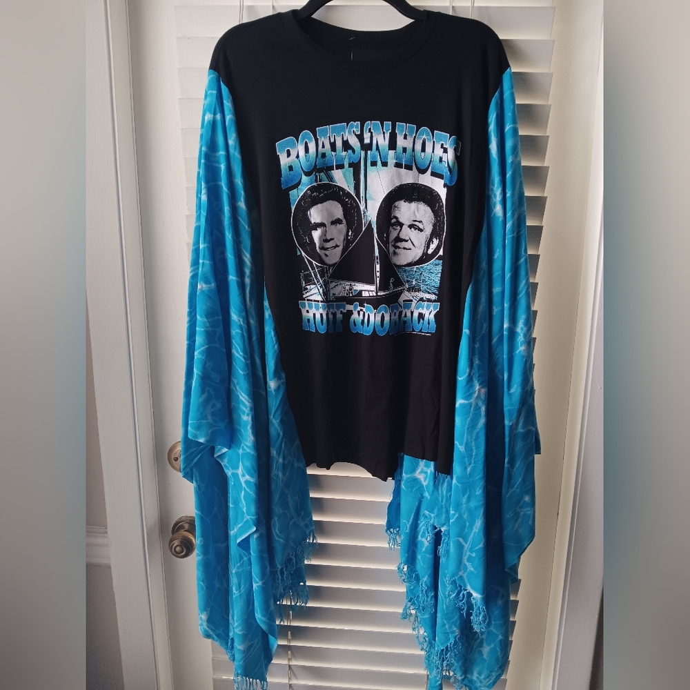 Upcycled Stepbrothers Boats & Hoes T Shirt/Poncho